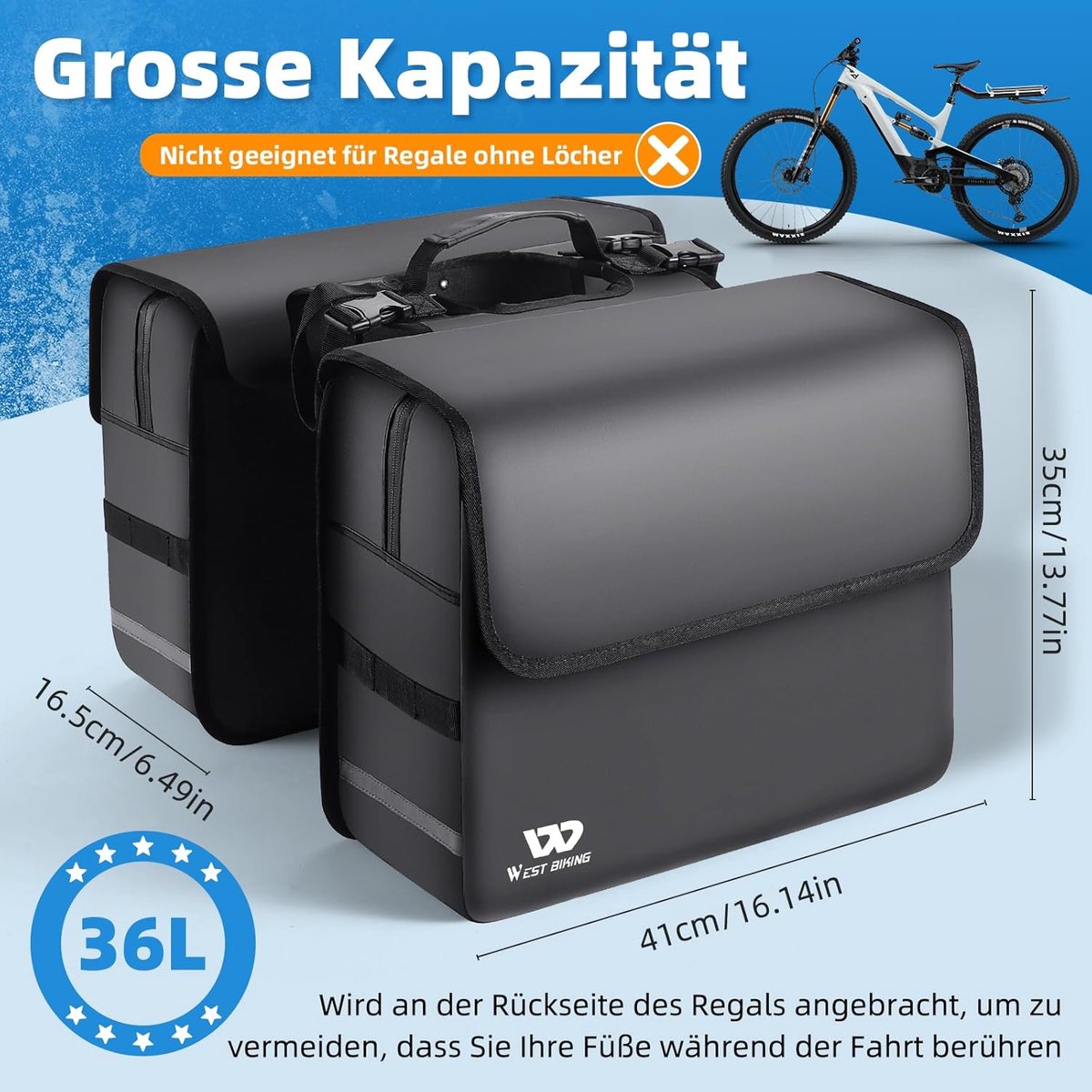 SnelShoppen - Fietstassen voor Bagagedrager - Waterproof, Ruim, 2 Stuks, Geschikt voor Fiets, E-bike, Stadsfiets, Vakantie, Camping, Sport, Zwart