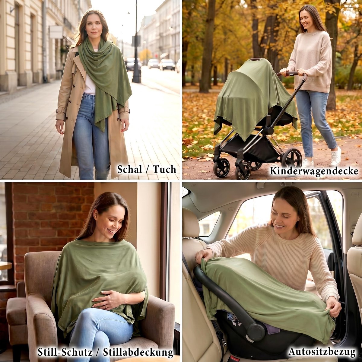 SnelShoppen - Fiohiros Borstvoedingsdoek, Zachte Modal Zwangerschapsponcho voor Moeders, 360° Volledige Dekking, Ademend en Multiuse Poncho voor Kinde