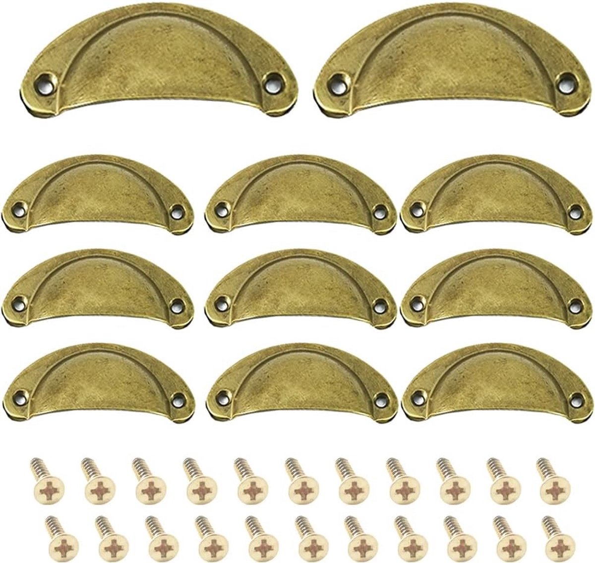12 Stuks Schelp Handgrepen voor Lades en Kasten met Schroeven voor Keukenmeubilair en Meubels