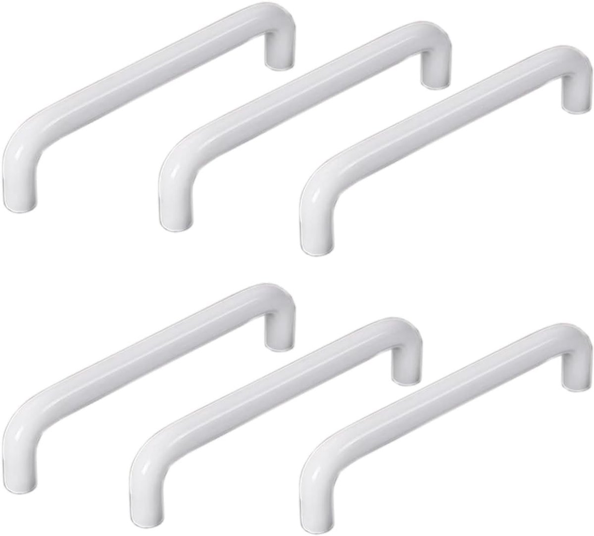 Set van 6 Meubelhendels Ø 10 mm Witte Aluminium Knoppen voor Keuken, Kasten en Kinderkamer