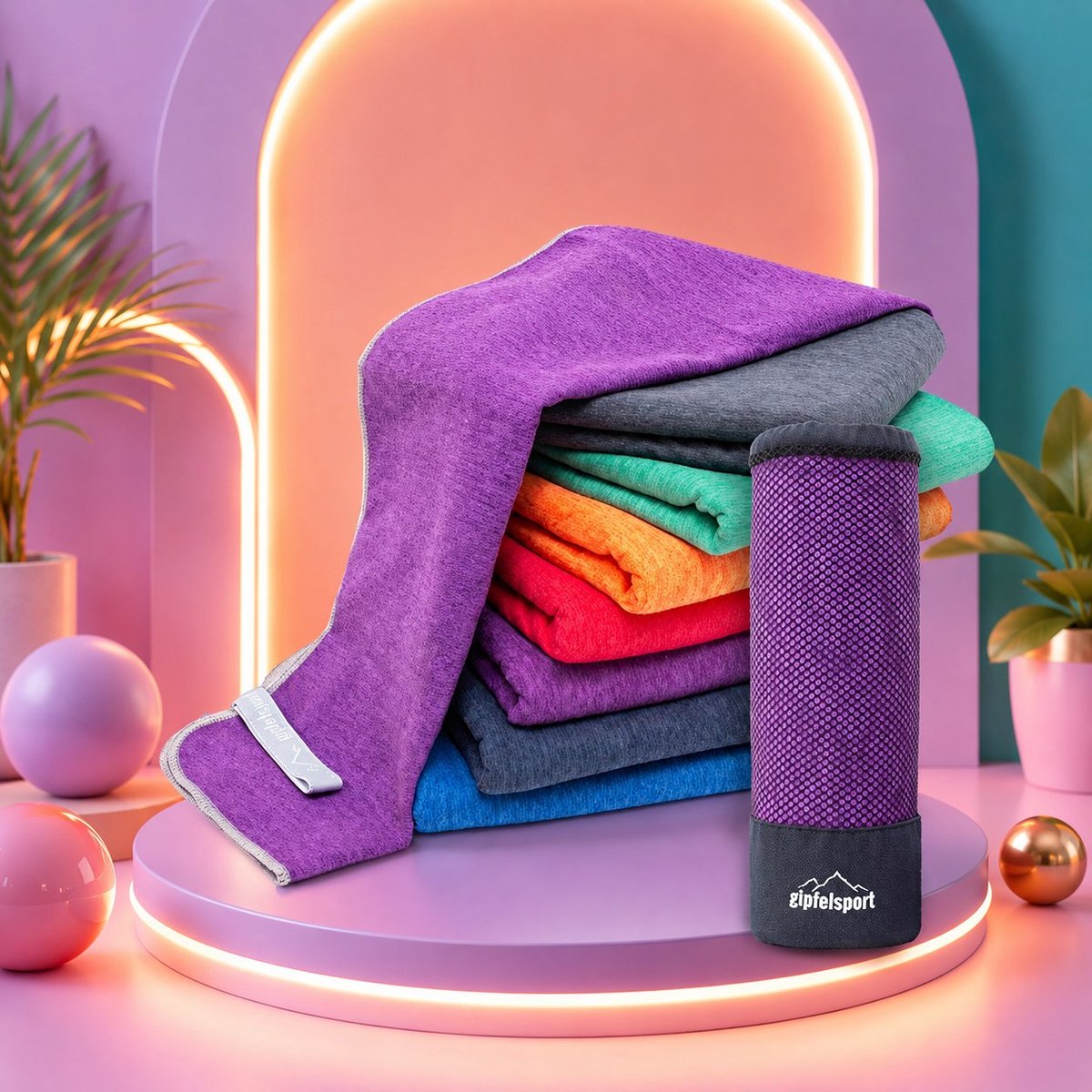 Nazik Living Microvezel handdoek S 80x40cm Paars - Sneldrogend & Absorberend, Reishanddoek, Fitnesshanddoek