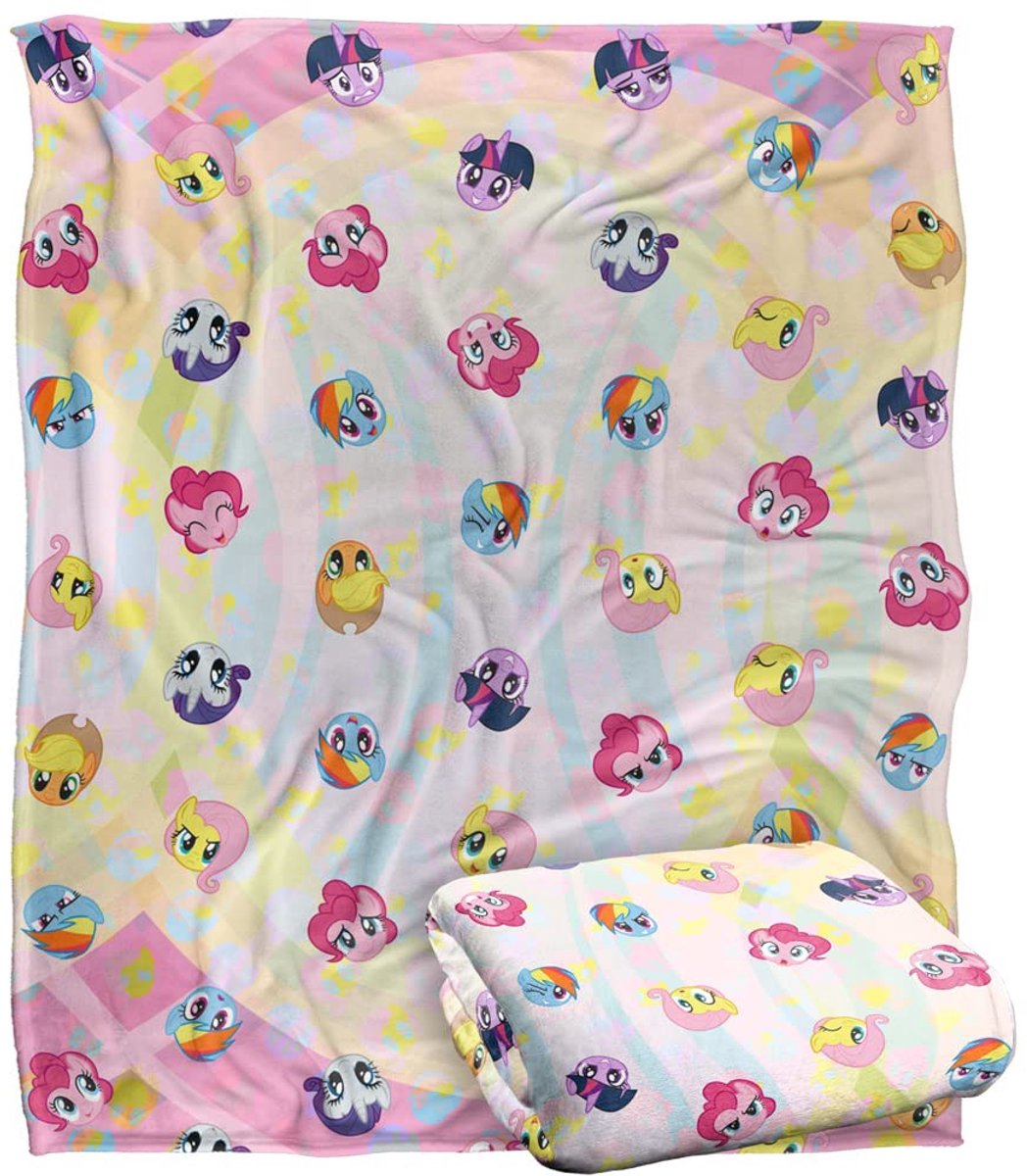 SnelShoppen - My Little Pony Hoofd Expressie Patroon Super Zachte Sprei Deken 152 x 127 cm voor Kinderen, Ideaal voor Bed, Speelkamer en Feestjes