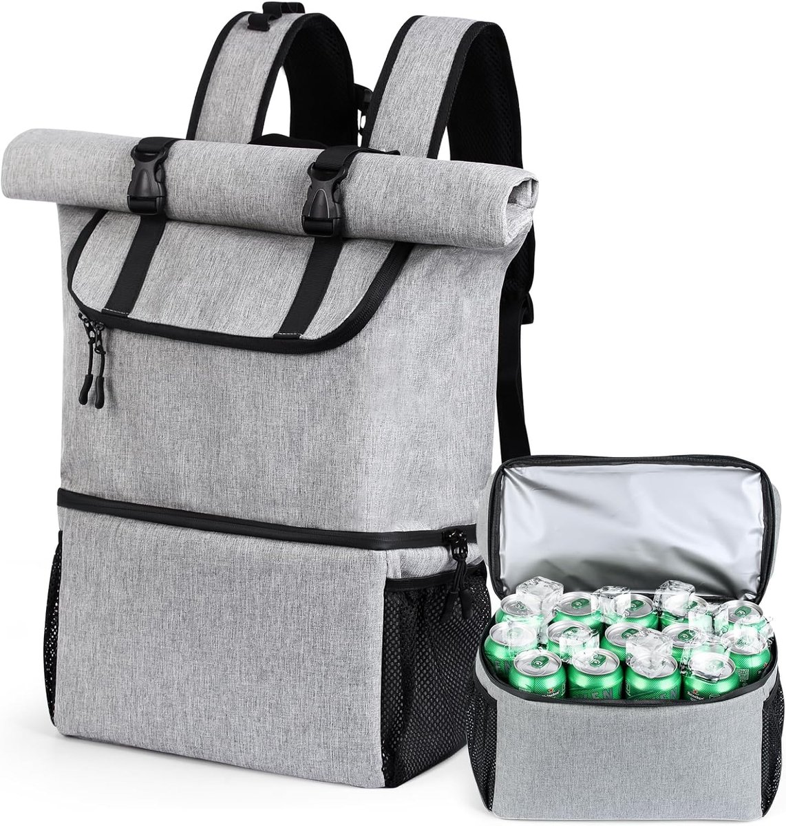 SnelShoppen - DEWUR Thermo-rugzak 35 liter, Grote Koelrugzak, 2-in-1 Dubbel Geïsoleerde Koeltas, Waterdichte Picknickrugzak voor Outdoor, Camping, Str