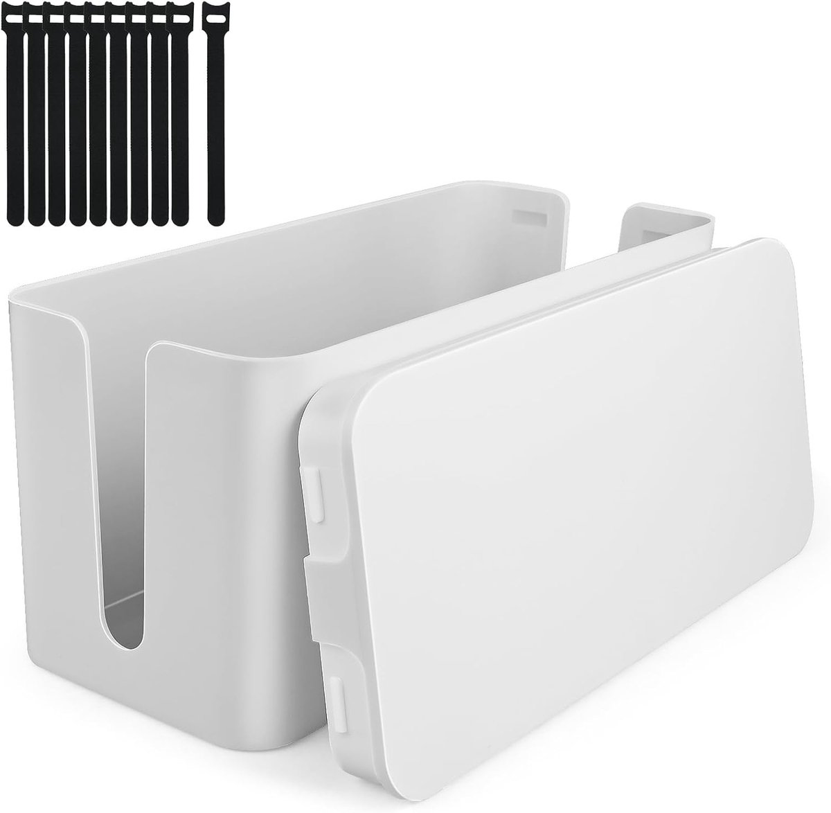Cable management box, cable organiser, cable box, cable box, 23.5 cm x 11.5 cm x 12 cm, robust plastic, 2 side cable - ShopVlot