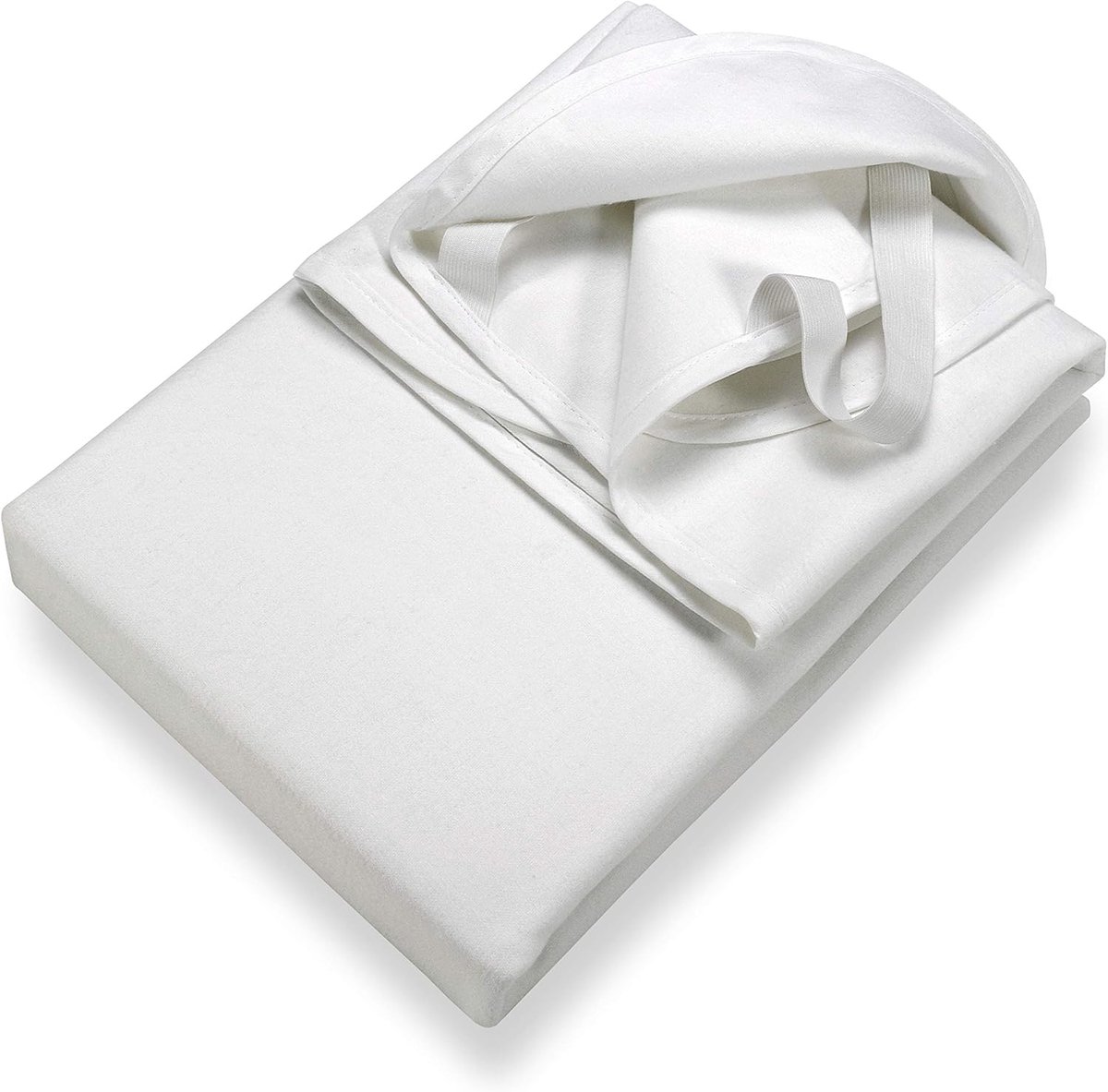 SnelShoppen - Molton matrasbeschermer 90 x 200 cm, 100% katoen, wit, waterdicht, ademend, voor bed, bescherming tegen vlekken en slijtage