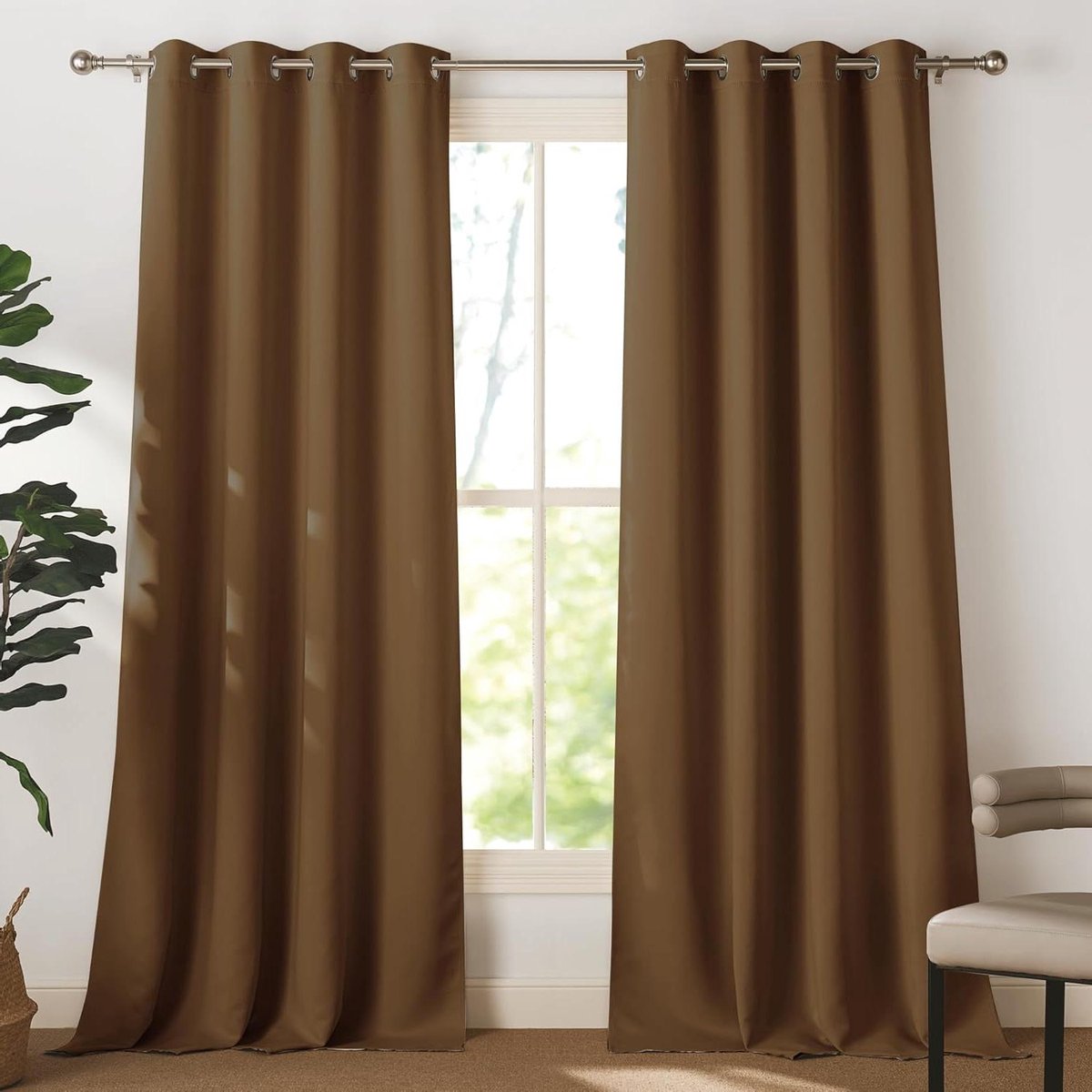 Verduisterende Gordijnen - Isolerende Raambekleding - Privacy en Slaap - Drievoudige Weeftechnologie - 140x245 cm (2 stuks) - Goudbruin