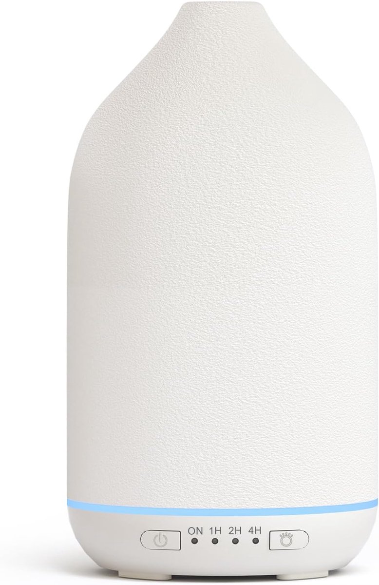 SnelShoppen - SALKING Diffuser voor Etherische Oliën in Keramiek 200 ml, Ultrasone Aromatherapieverstuiver met 7 LED-kleuren, Automatische Uitschakeli