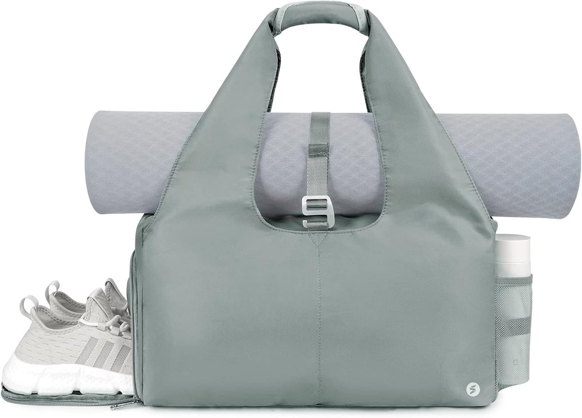 SnelShoppen - Sportsnew Yogamat, Gymtas met Schoenenvak en Natte Zak, Yoga Draagtas met Verstelbare Riem, Celadon, Groot, Sportief voor Dagelijks Reiz