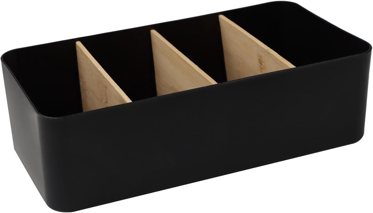 SnelShoppen - Bureau-organizer met 4 vakken, bamboe pennenhouder met afneembare vakken, multifunctionele organizer voor afstandsbediening, pennen, not