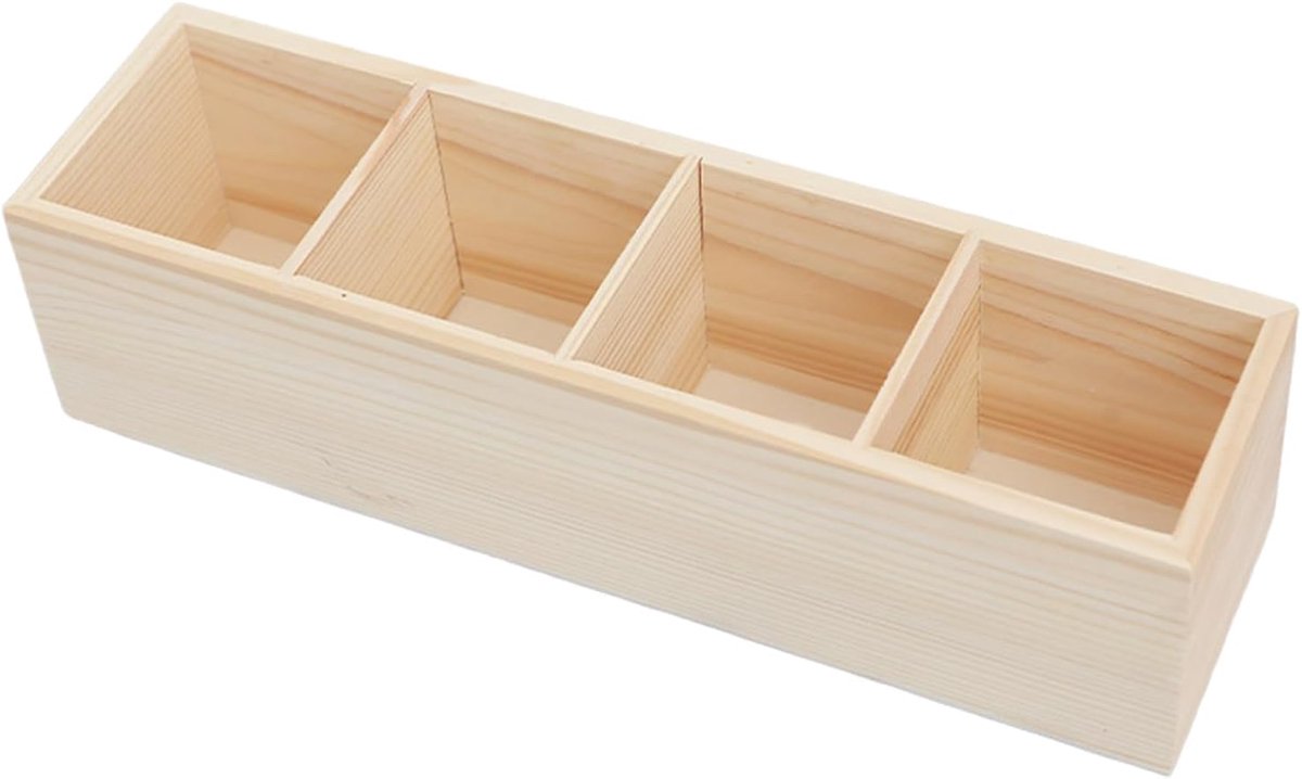 SnelShoppen - Houten Pennenhouder Vierkant met 6 Vakken - Bureau-Organizer voor Schrijfwaren - Doe-Het-Zelf Houten Penhouder - Perfect voor Thuis en K