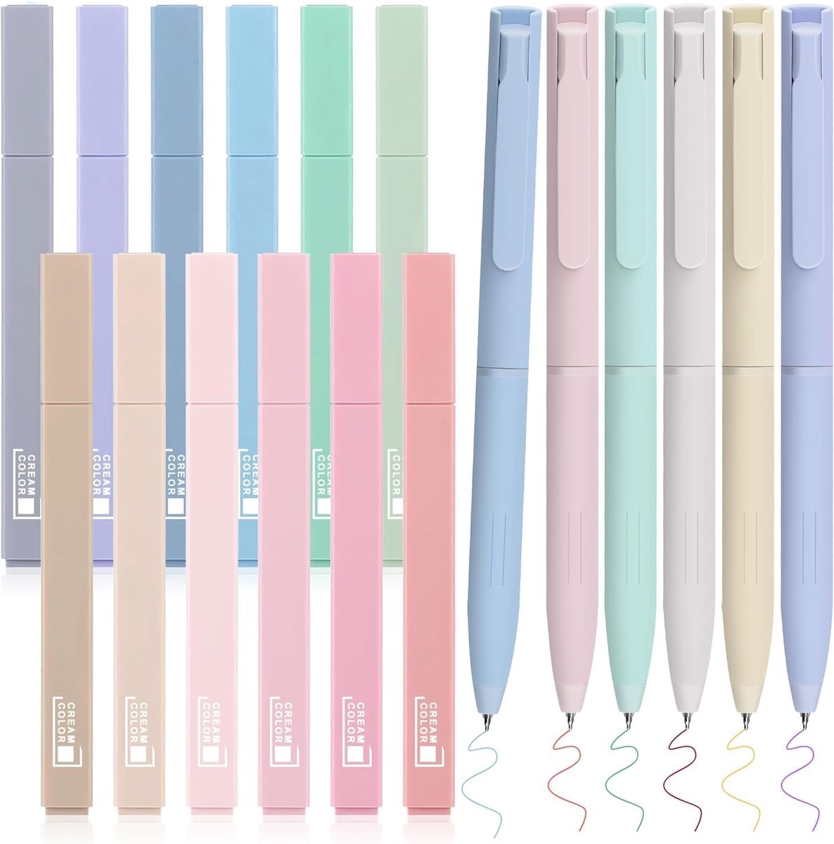 SnelShoppen - Set van 18 markeerstiften, 12 esthetische bijbel-highlighters en 6 fineliner-stiften in pastelkleuren, ideaal voor dagboeken, bijbels, k