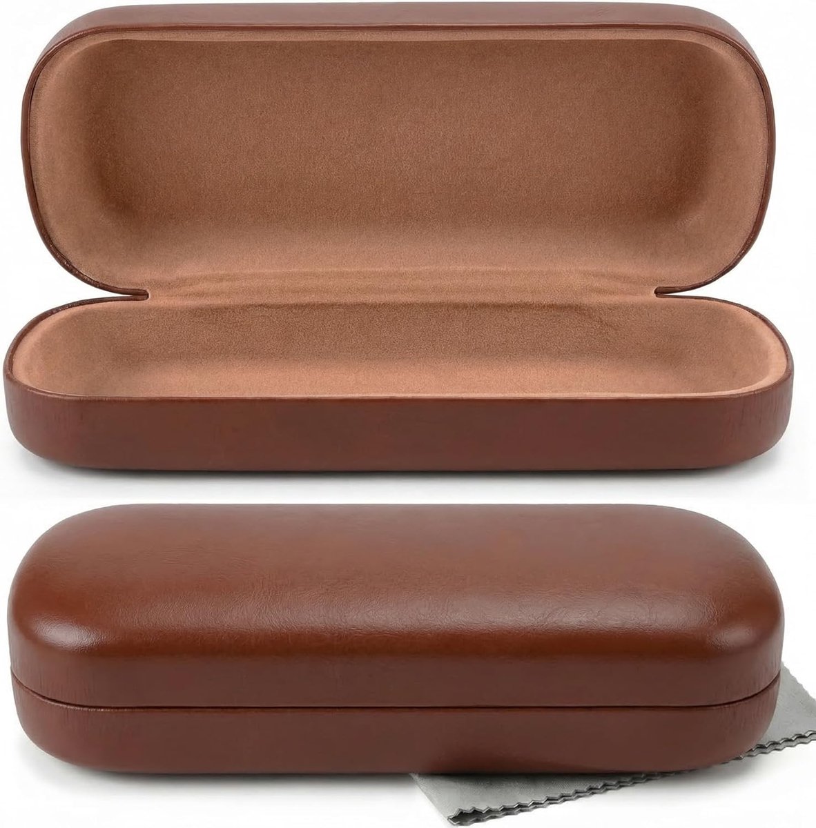 Bril etui - hardcase - zachte PU leren afwerking - met microfiber doek voor schoonmaak - SnelShoppen