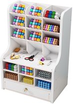 REDOM Bureau Organizer 28 x 15 x 32 cm – 18 Vakken met Lade – Pennenhouder – Bureau Opberger voor Kantoor, School en Thuis – PVC – Wit