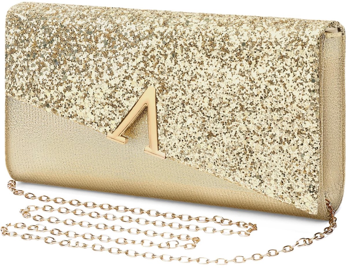 Glanzende avondclutch voor dames - Enveloptasje met ketting - Avondtasje voor bruiloft, feest of gala - Cadeau voor moeder, vrouw of vriendin