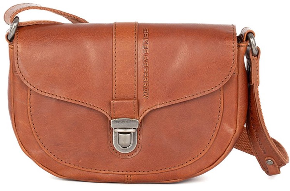 Leren Crossbodytas met klep - Iris - Brandy Cognac