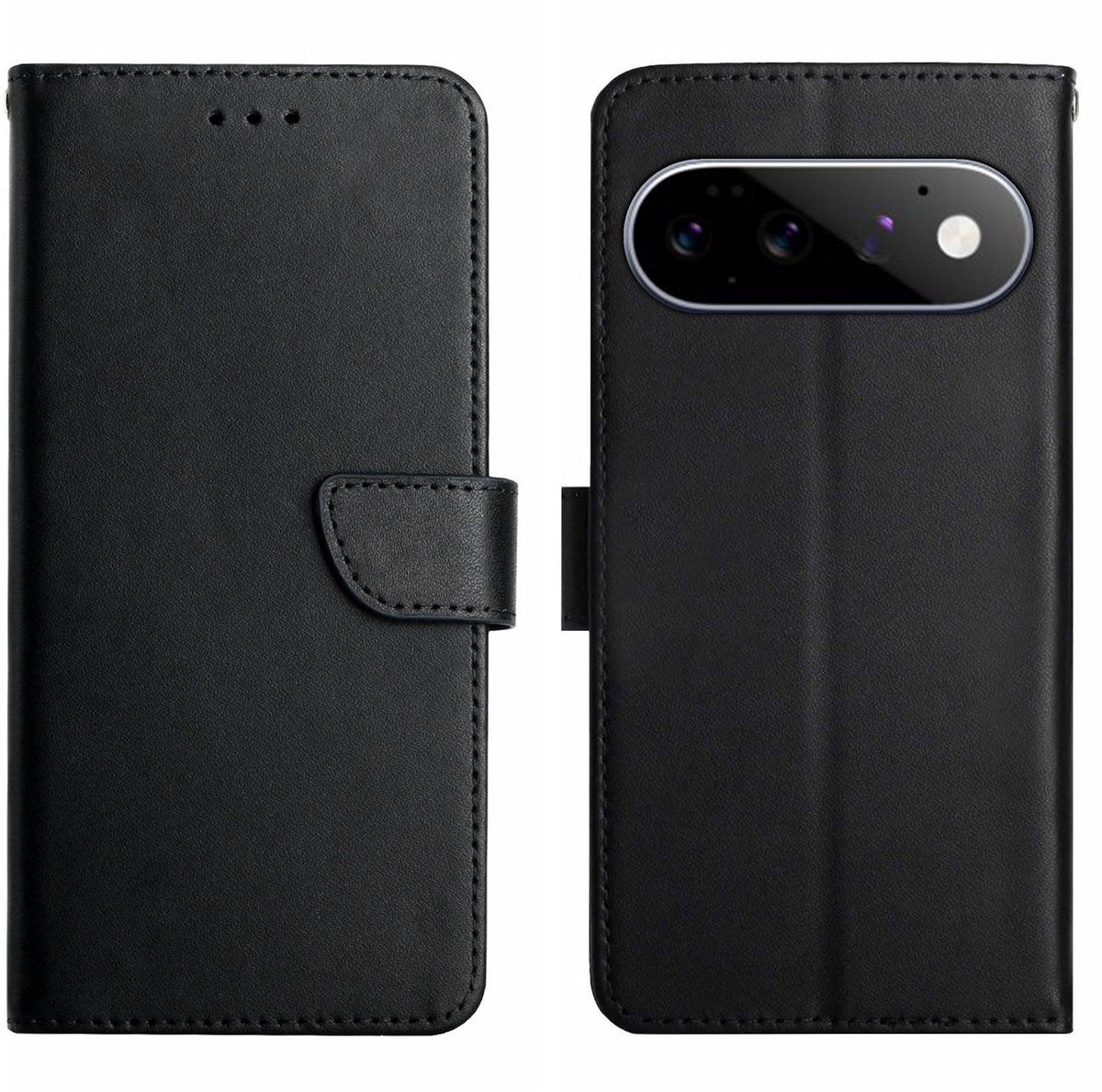 Coverup Hoesje - Geschikt voor Google Pixel 11 / 11 Pro Hoesje - Coverup Genuine Leather Book Case - Echt Leder - Zwart