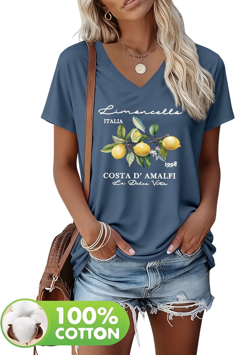 Currero T-Shirt Dames Shirt Zomerkleding T Shirt Mode Old Money Polo Vrouwen Kleding Volwassenen Diepblauw