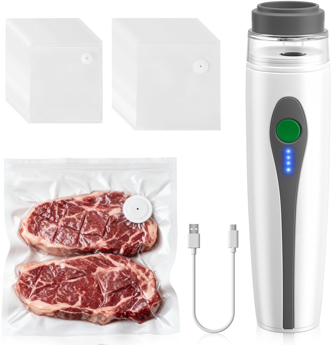 Solidchoice - Handheld Voedselvacumeermachine met 30 Zakjes