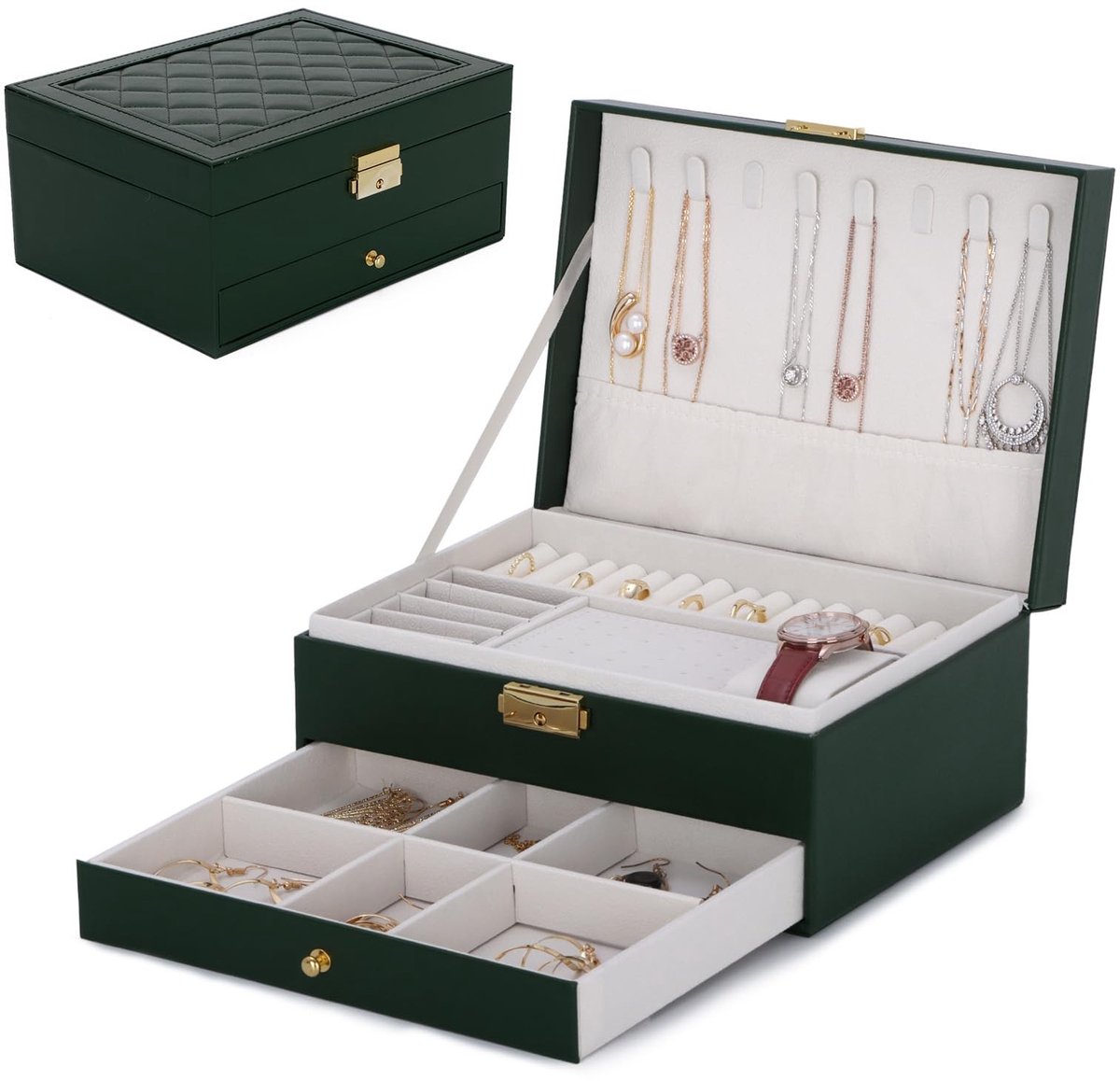 Solidchoice - Sieradenbox met 2 Niveau's en Uittrekbare Tray