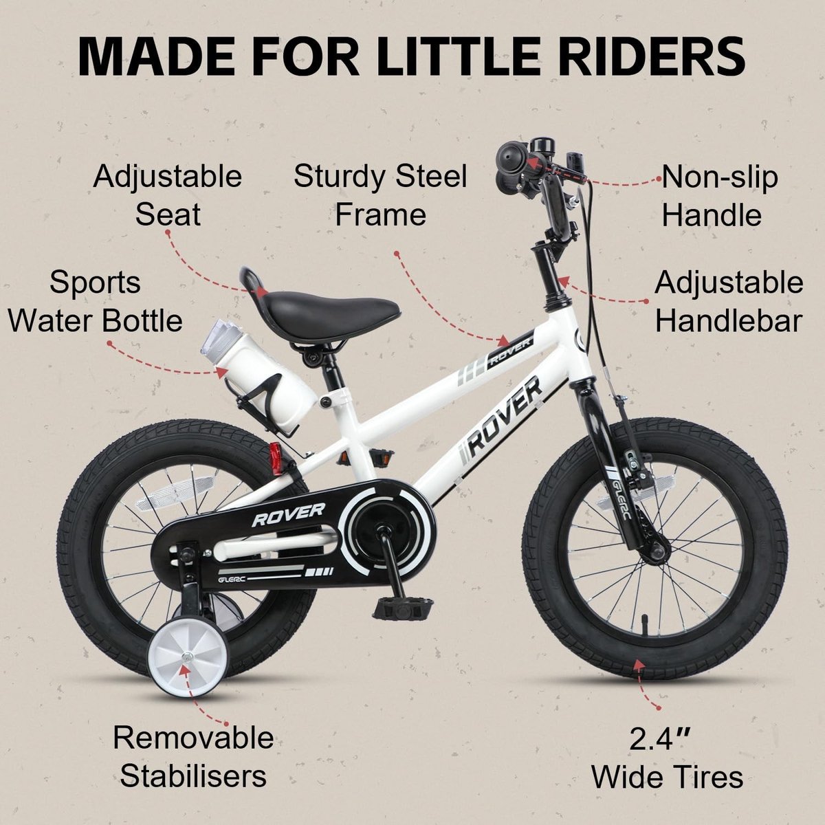 Solidchoice Kinderfiets met d en Fleshouder voor 2-9 Jaar