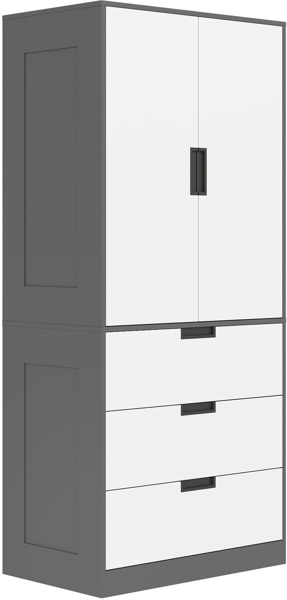 HOMCOM-Kledingkast-Spaanplaat-80x50x180cm-Wit