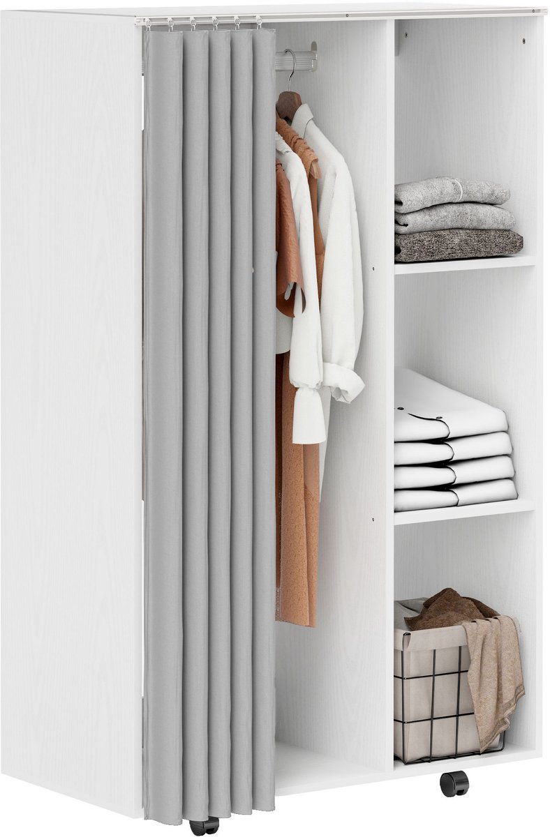 HOMCOM Verrijdbaar Kledingrek - Spaanplaat klasse E1 - 60x40x128cm - Grijs
