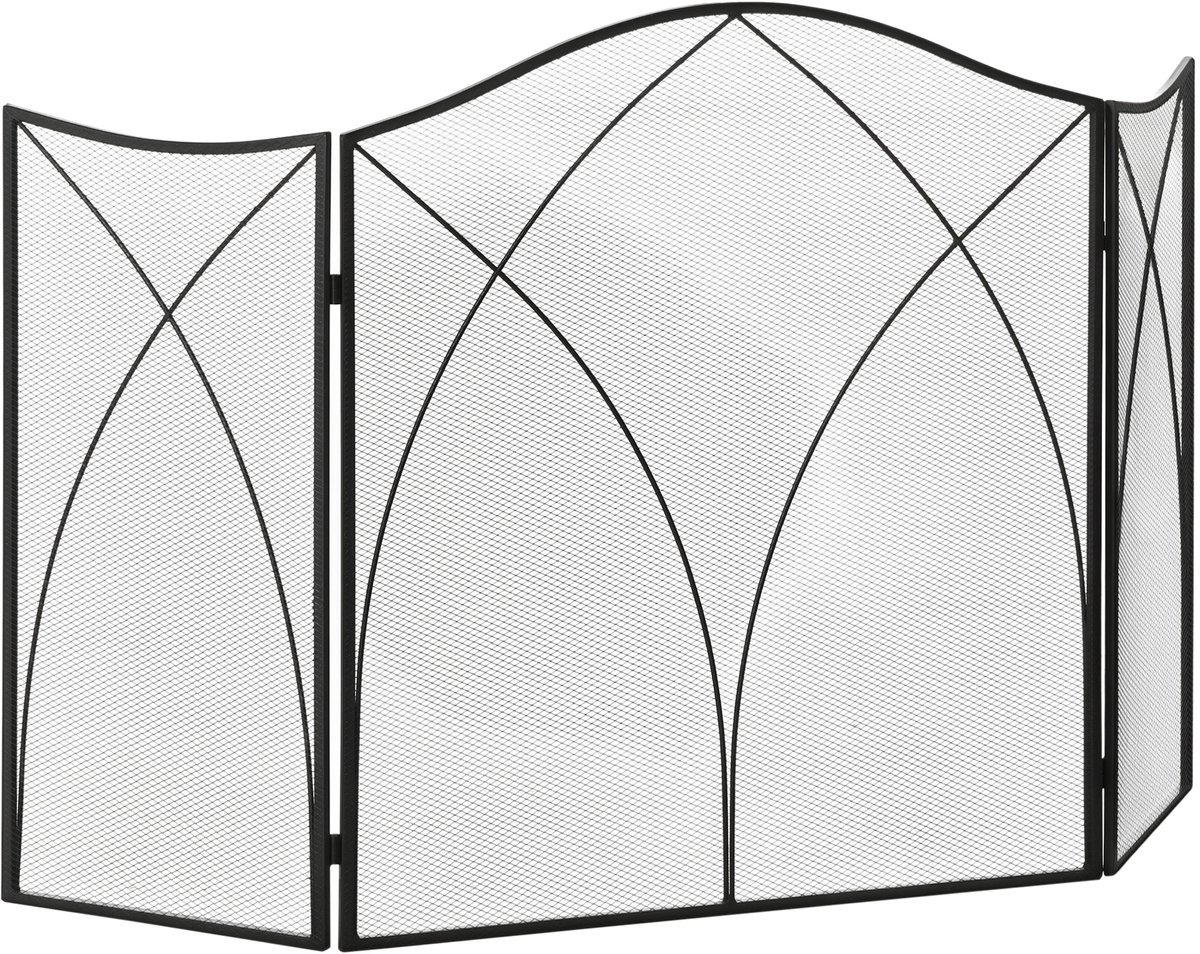 HOMCOM-Kaminschutzgitter-Metall-108L x 24B x 76H cm-Schwarz