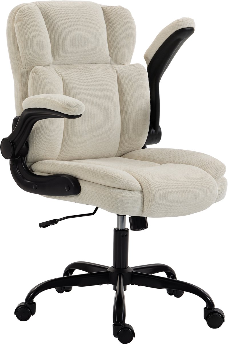 HOMCOM bureaustoel - Staal, chenille (100% polyester) - 70 x 67 x 108 cm - Beige