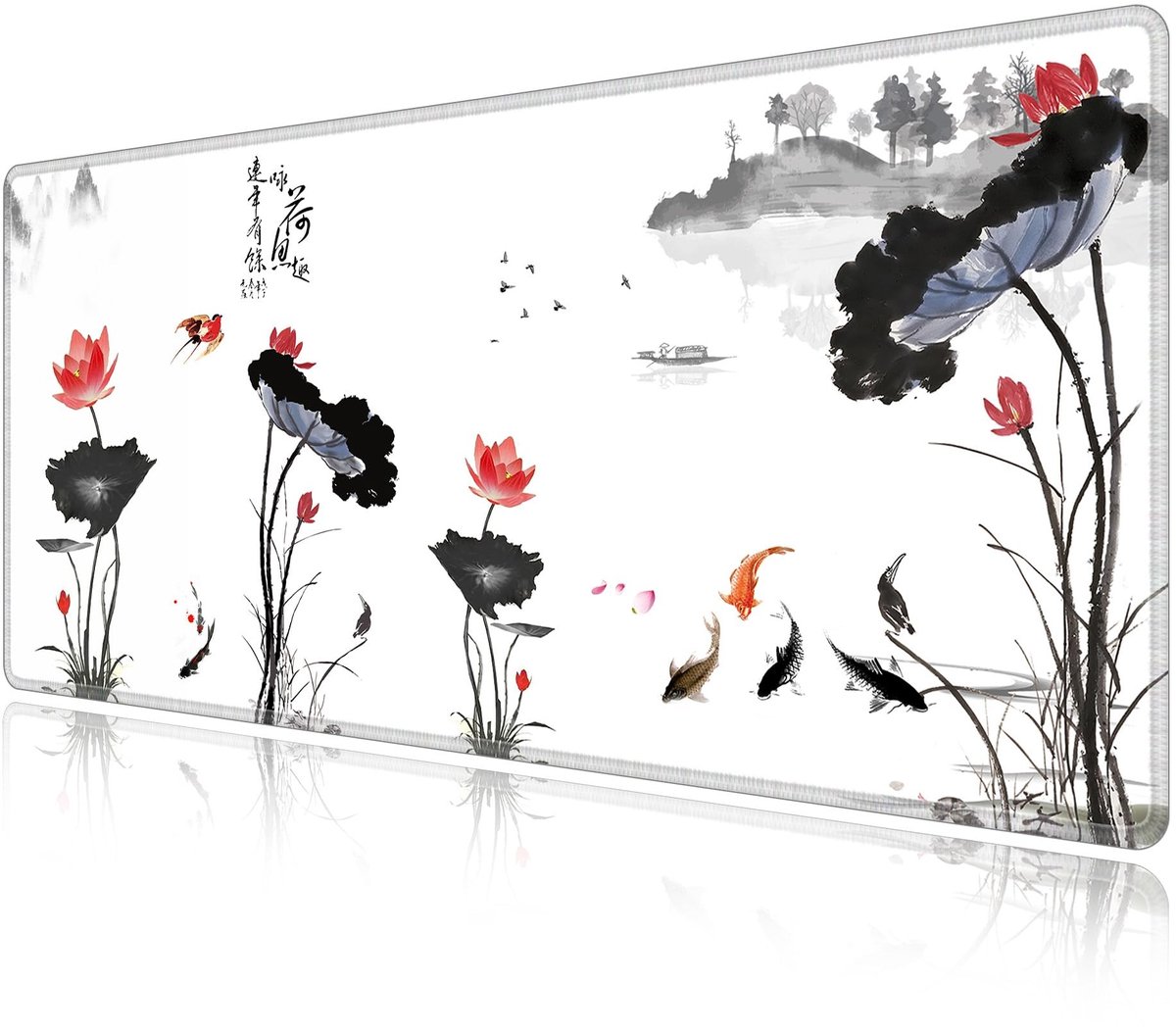 Solidchoice - Grote Natuurrubber Anti-Slip Muismat met Lotus Design (700 x 300 x 3 mm)