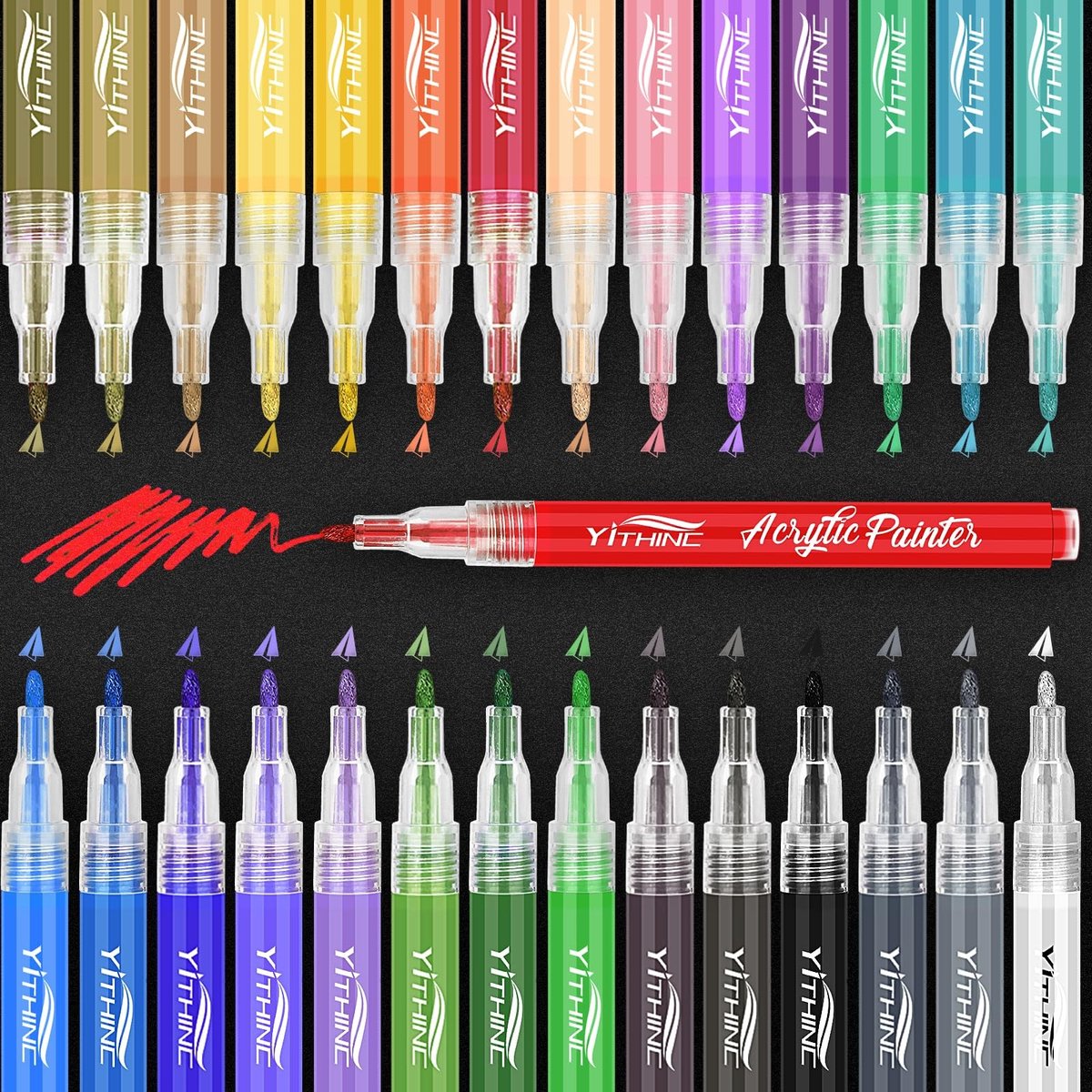 Solidchoice - Set van 28 Acryl Verfmarkers met Extra Fijne Punt
