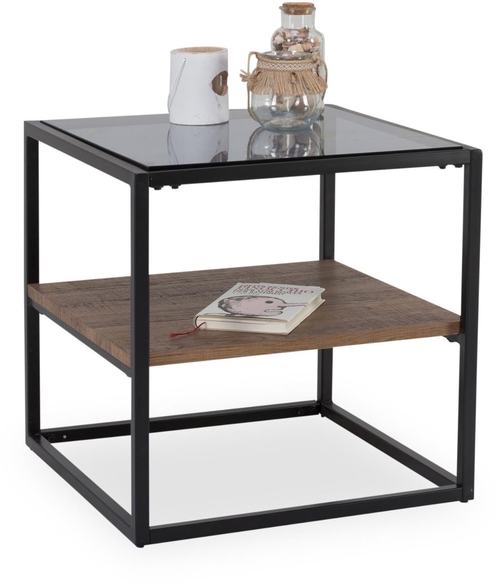 Solidchoice - Moderne Koffietafel met Uniek Ontwerp van Hout en Glas