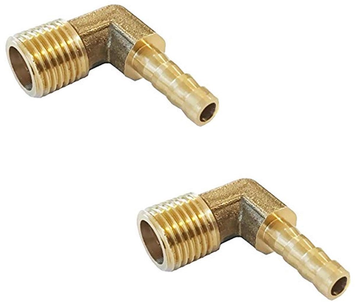 Solidchoice - Set van 2 Messing Elbow Slangenverbindingen 8mm naar 1/4" BSP