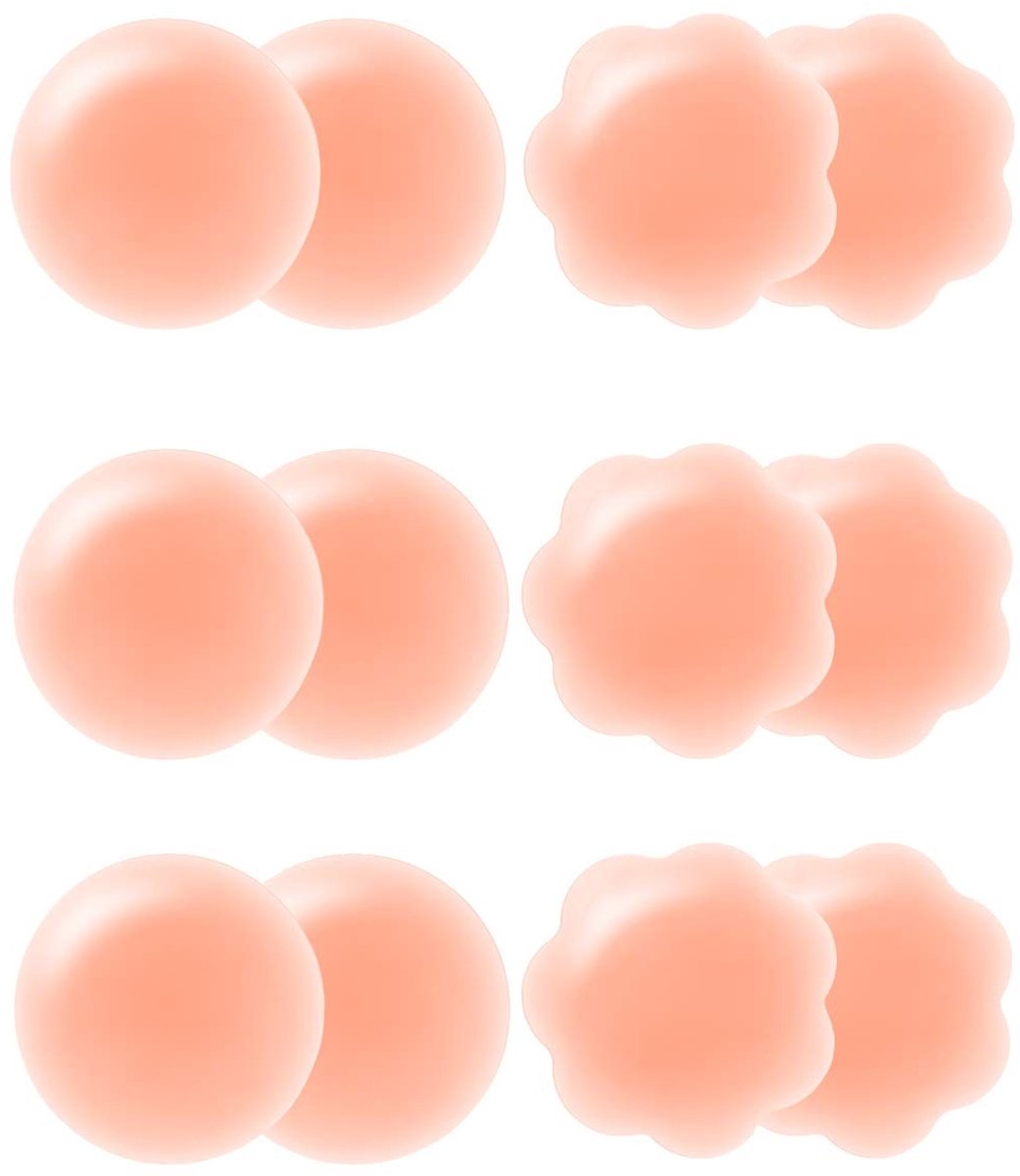 Solidchoice - Herbruikbare Nipple Covers Silicone 3 Paar Rond en 3 Paar Bloem