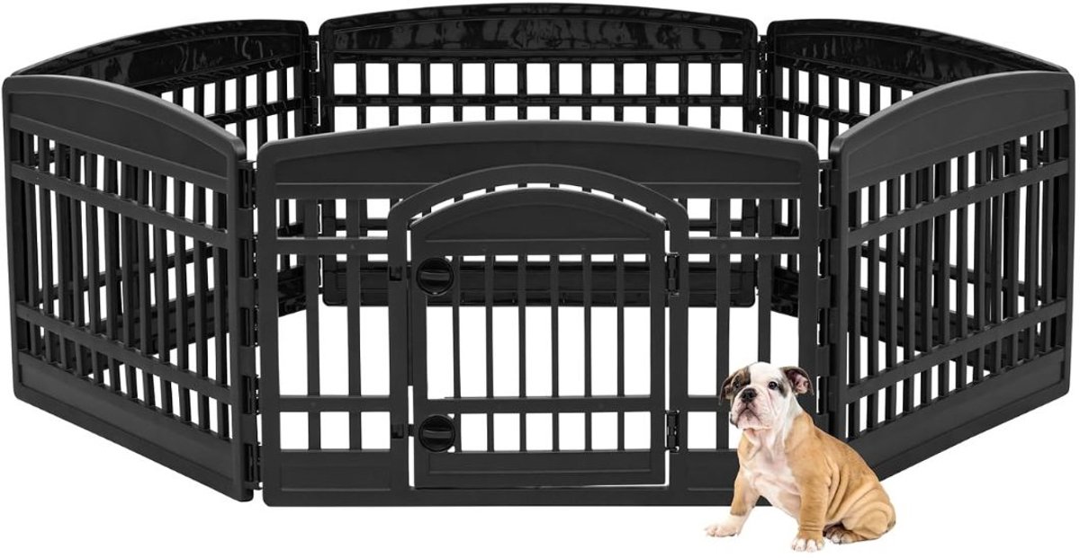 LNMsolutions® Puppyren - Puppyren Binnen - Opvouwbaar - Zwart - 154cm x 154cm x 60cm