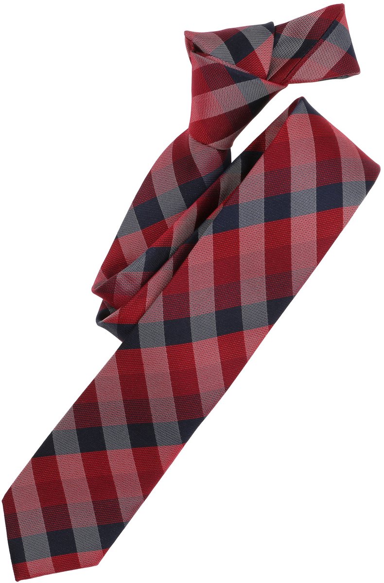 VENTI stropdas - rood - donkerblauw - grijs geruit