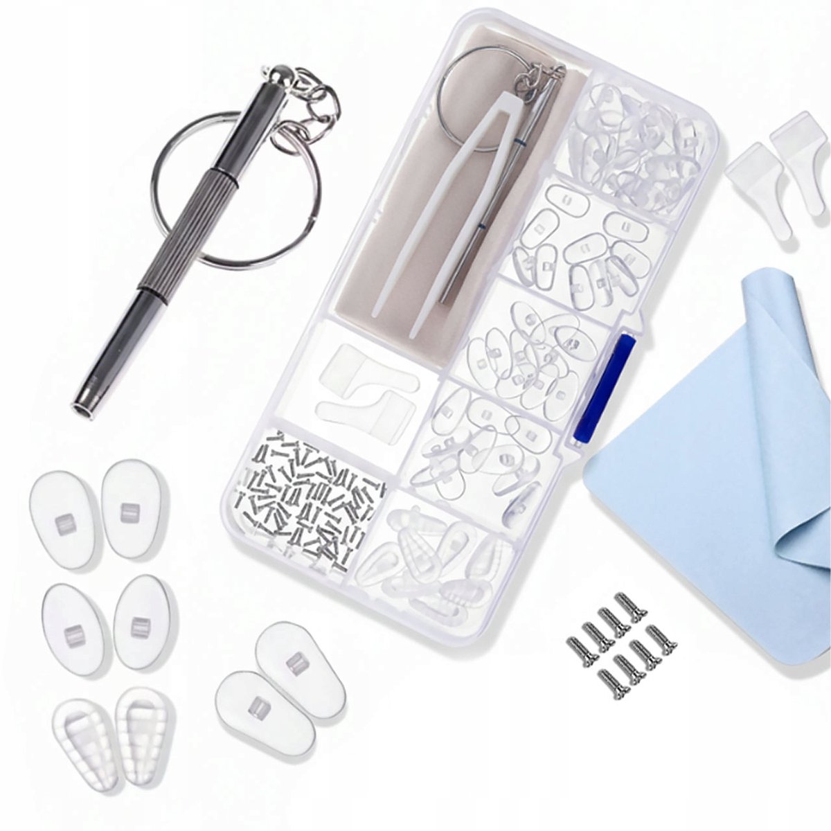 Rosfix Bril Reparatieset Set - Siliconen Neusjes 35 Paar - 60 Schroeven, Precisiepincet