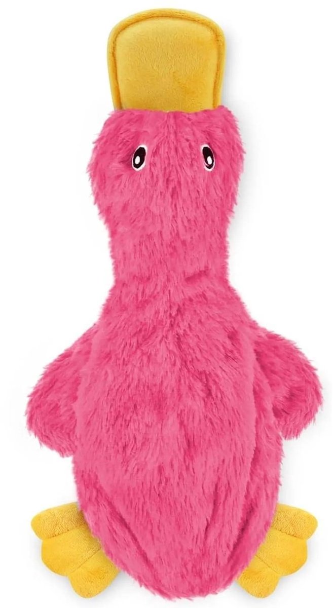 Casalora Honden Speelgoed – Pluche Eend 25×37 cm – Zacht & Interactief – Piepend Knisper Kauwspeeltje voor Honden – Geschikt voor Kleine, Middelgrote en Grote Honden – Roze