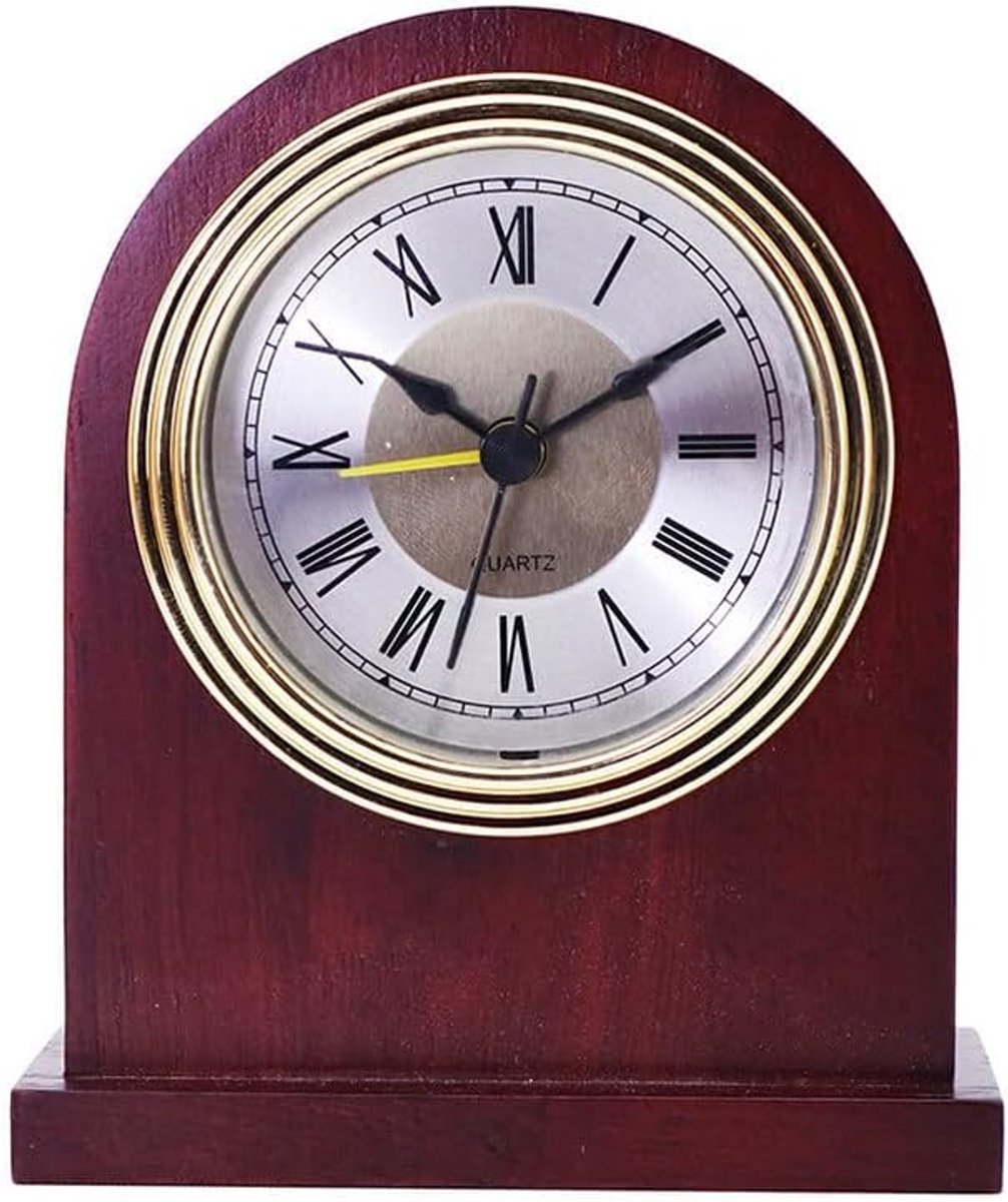 Analoge houten wekker zonder tikgeluid, retro vintage tafelklok, stille mechanische wekker voor woonkamer, keuken, slaapkamer en kantoor（A1）
