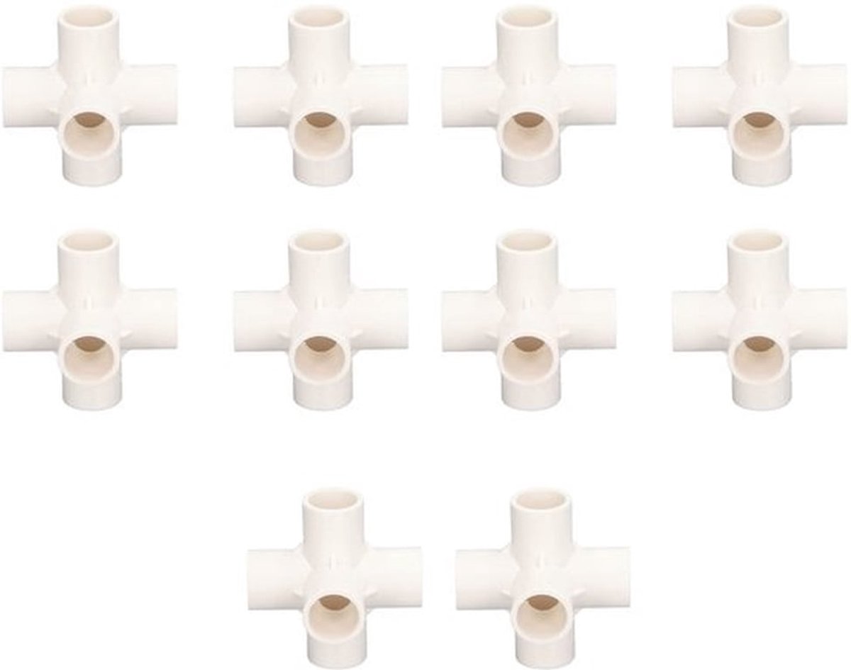 PVC-fitting 10 Stuks - 5-weg Connector - Elleboogfitting - Driedimensionale Buisfitting - Voor Waterleidingen - Binnendiameter 20 mm