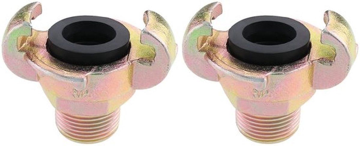 Slangkoppeling Q Type - 3/4" BSP Buitendraad - Dubbele Lock - Koolstofstaal Gegalvaniseerd - Antilek Rubberen Ring - Drukbestendig en Duurzaam - Waterkoppeling
