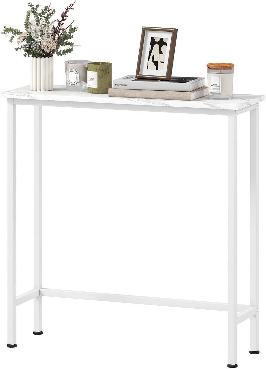 NordHaus Consoletafel - Haltafel - Entreetafel - Verstelbare pootjes en stabiele plaatsing - 75 x 24 x 76 cm, wit