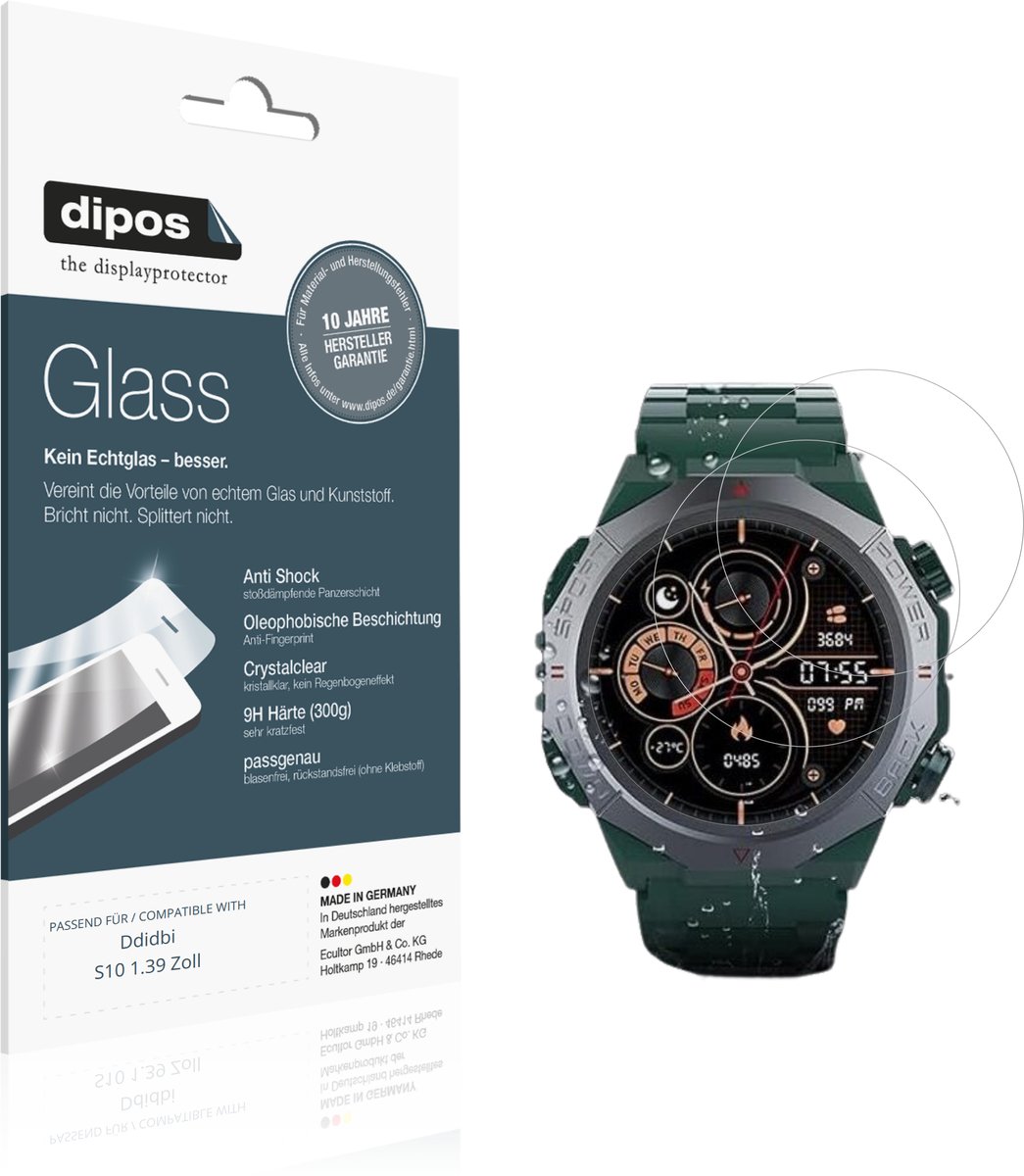 dipos – 2x Pantserfolie geschikt voor Ddidbi S10 1.39 Zoll | 9H Screenprotector