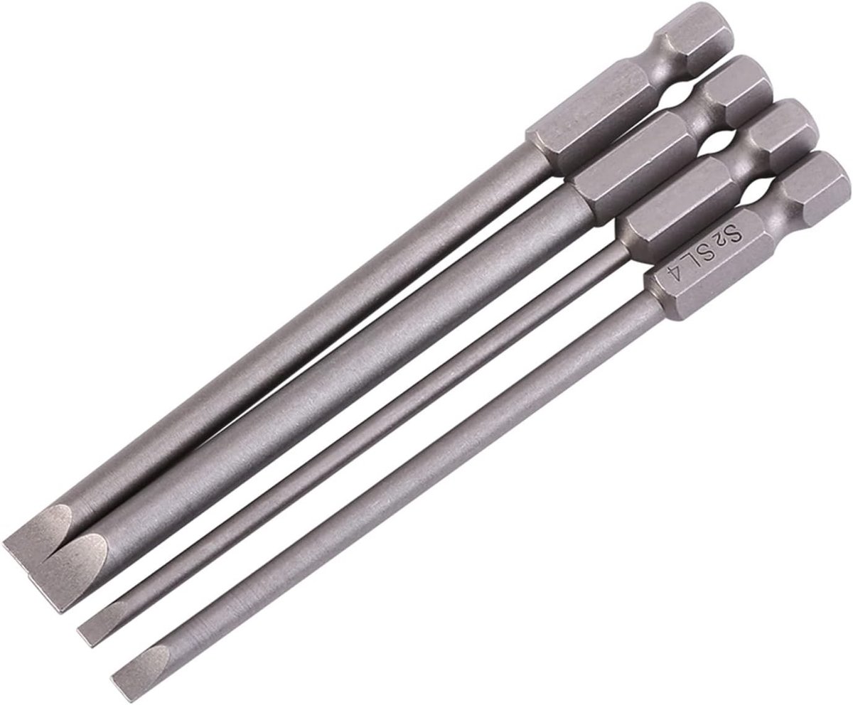 4-delige magnetische slotbit set, lange bits van 3-6 mm voor onderhoud en engineering, ideaal voor precisiewerk en klussen