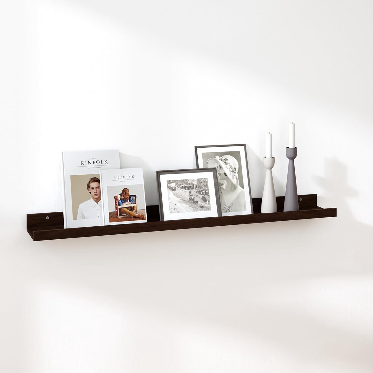 Wandplank van Walnoot 120 cm - Moderne Houten Zwevende Plank voor Foto's, Wanddecoratie en Interieur in Woonkamer, Slaapkamer en Keuken