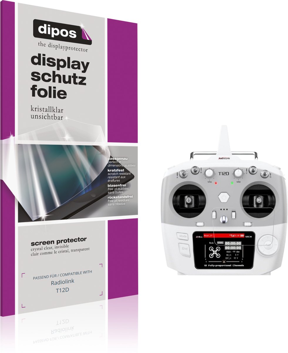 dipos – 2x Beschermfolie geschikt voor Radiolink T12D | Krasbestendige & heldere Screenprotector Ultra-Thin