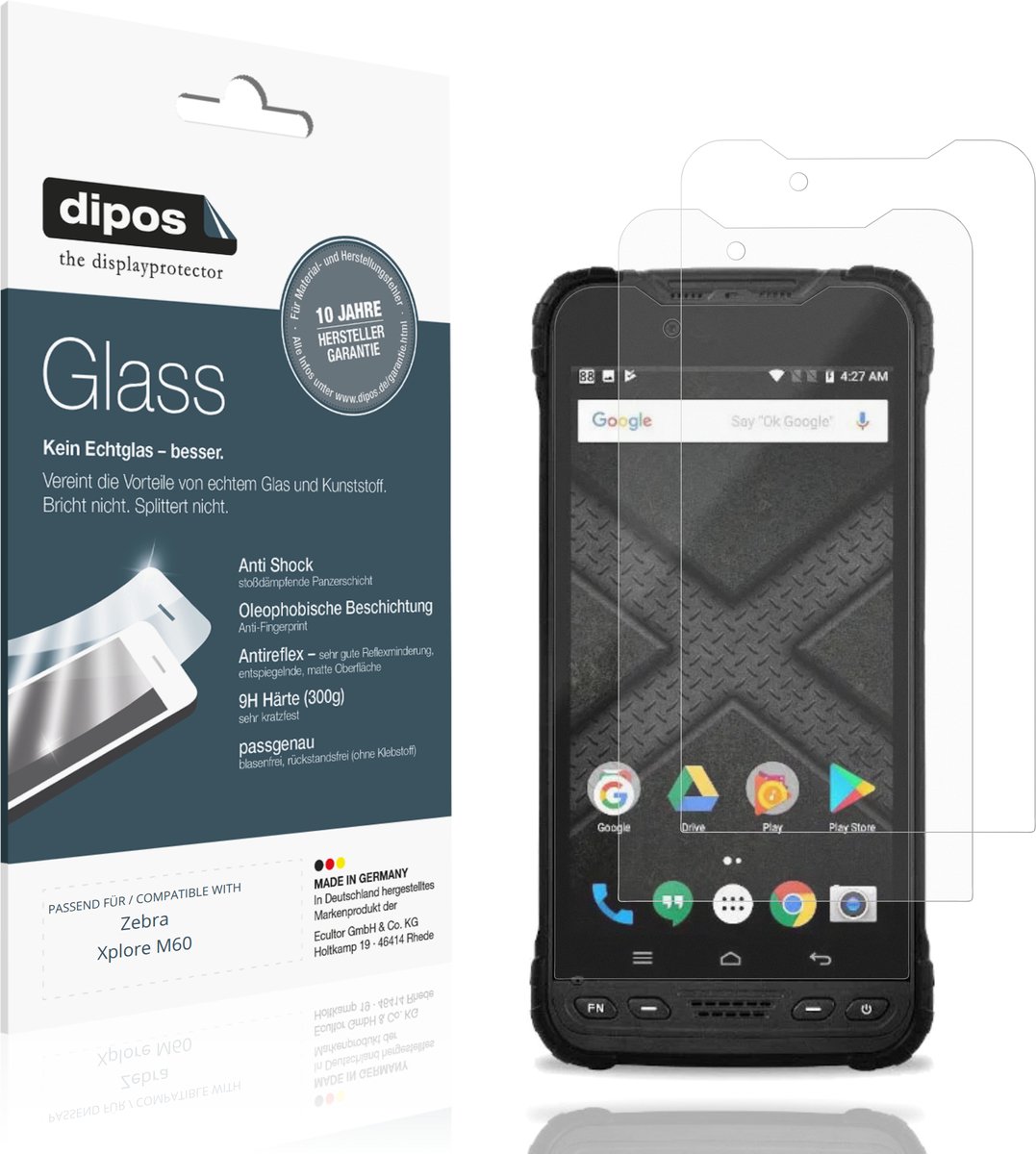 dipos – 2x Matte Pantserfolie geschikt voor Zebra Xplore M60 | 9H Screenprotector