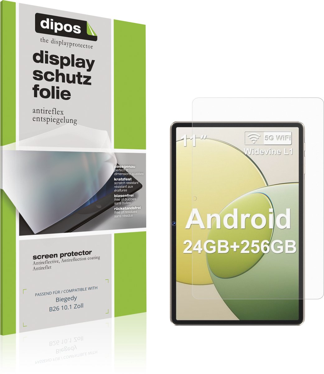 dipos – 2x Matte Beschermfolie geschikt voor Biegedy B26 10.1 Zoll | Krasbestendige & antireflecterende Screenprotector Ultra-Thin