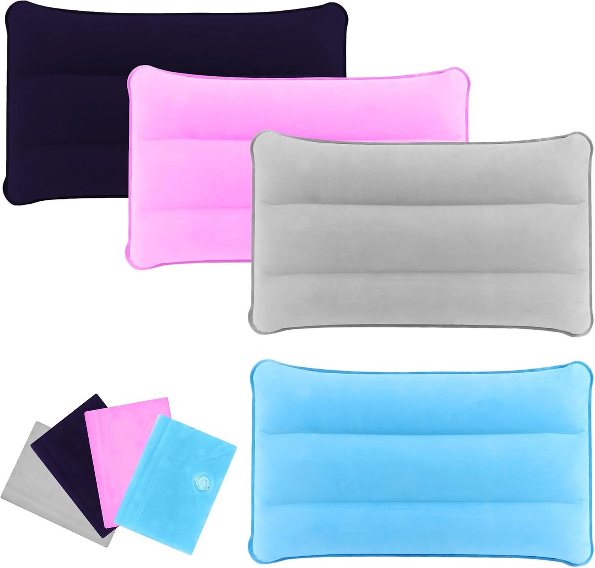 Opblaasbaar Campingkussen - Blauw - 43 x 25 cm - Ultralicht en Draagbaar - Voor Outdoor en Reizen