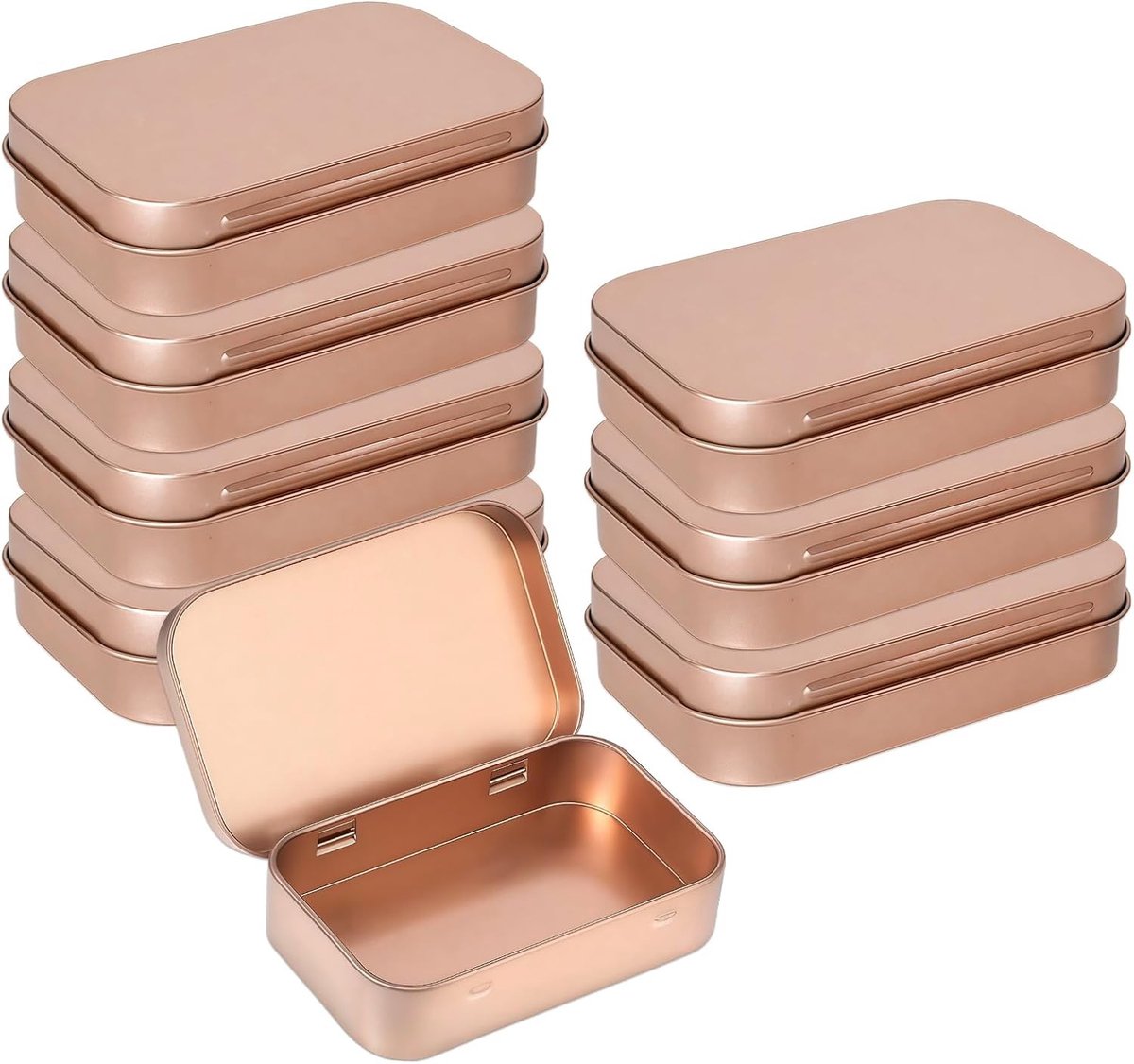 Set van 8 Kleine Metaaldozen met Deksel, 9.5x6x2cm | Geschikt voor Snoep, Sieraden en Sleutels