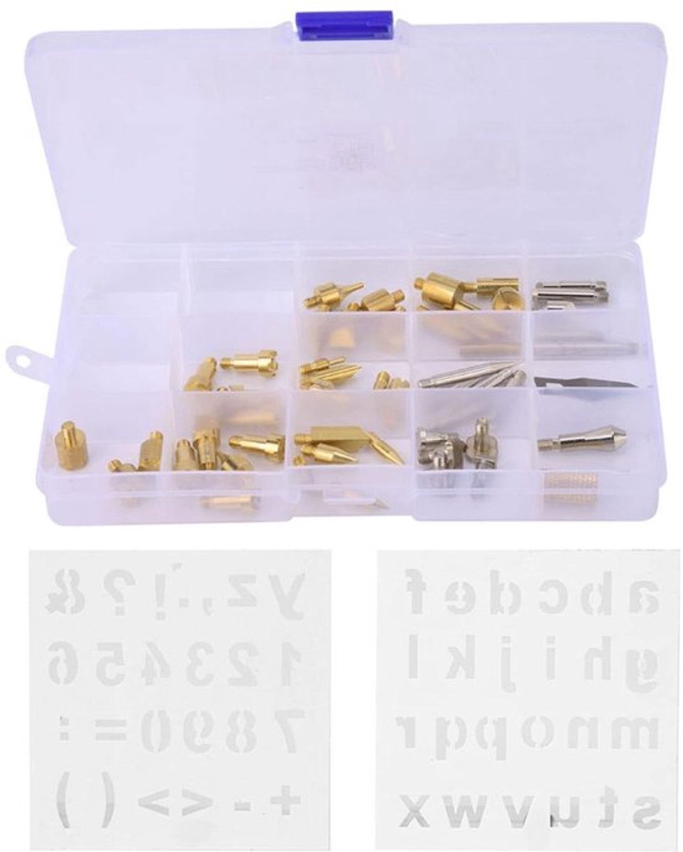 56 Stuks Houtbrandpen Houtverbranding Tips Sjabloonset Solderen Pyrografie Graveren Gereedschapsset Voor Doe-het-zelver Hobbymaker Of Professional(57st)